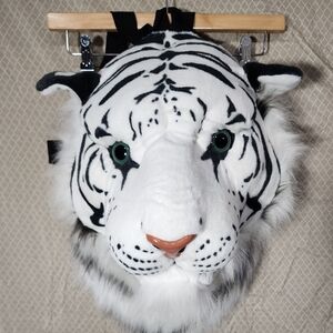 Tiger Tale Toys White Tiger 3D Plush Backpack Used